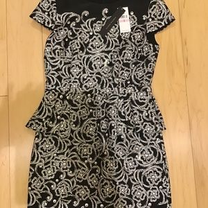 Cynthia Steffe Black & Silver Peplum Dress
